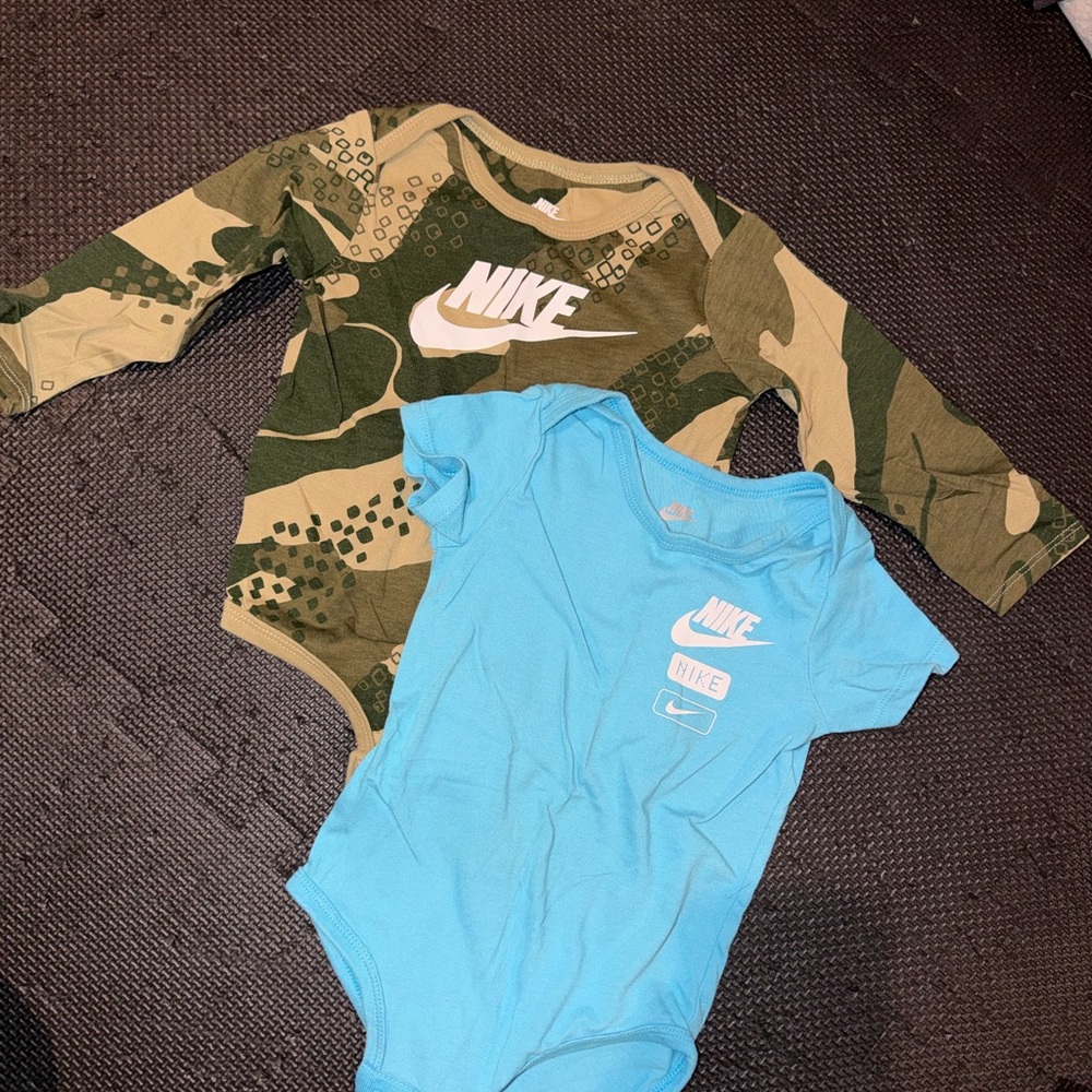 Nike Camo and Blue Baby Bodysuit Set